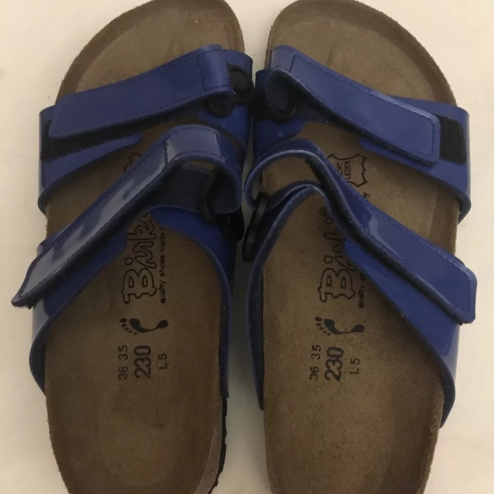Birki’s Blue Adjustable Strap Slide Sandals 36 35 - Picture 3 of 10
